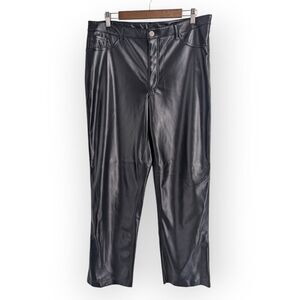Joie Faux Leather Jeans Womens Size 14 Shiny Black Straight Leg Pants Mobwife